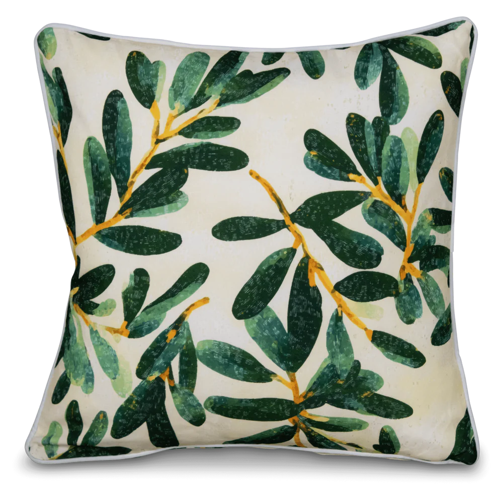 Bondi olive garden piped outdoor cushion