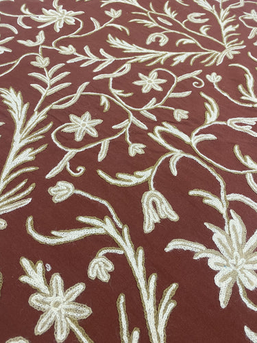 Crewel Floral Dust-Pink Fabric