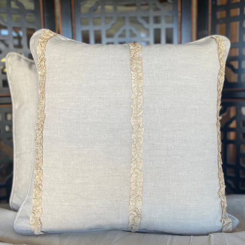 Cream Satin Ruffle Cushion Cover