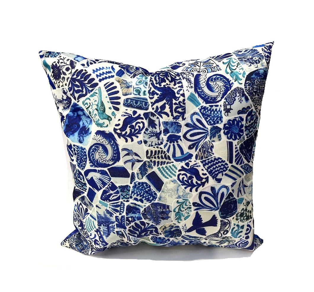 Anna Chandler blue mosaic outdoor cushion