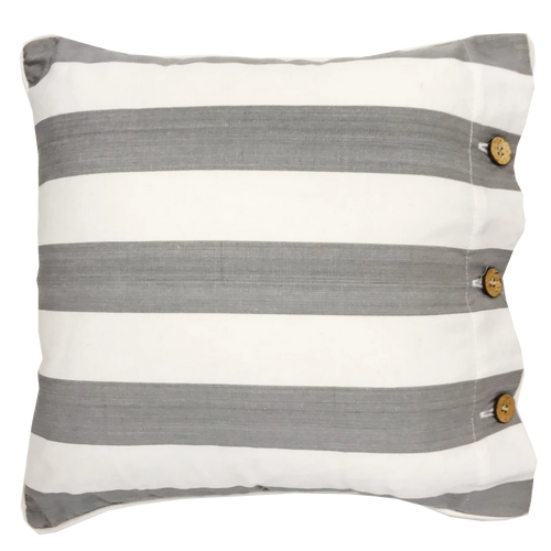 Amalfi Grey Striped Cotton Cushion Cover
