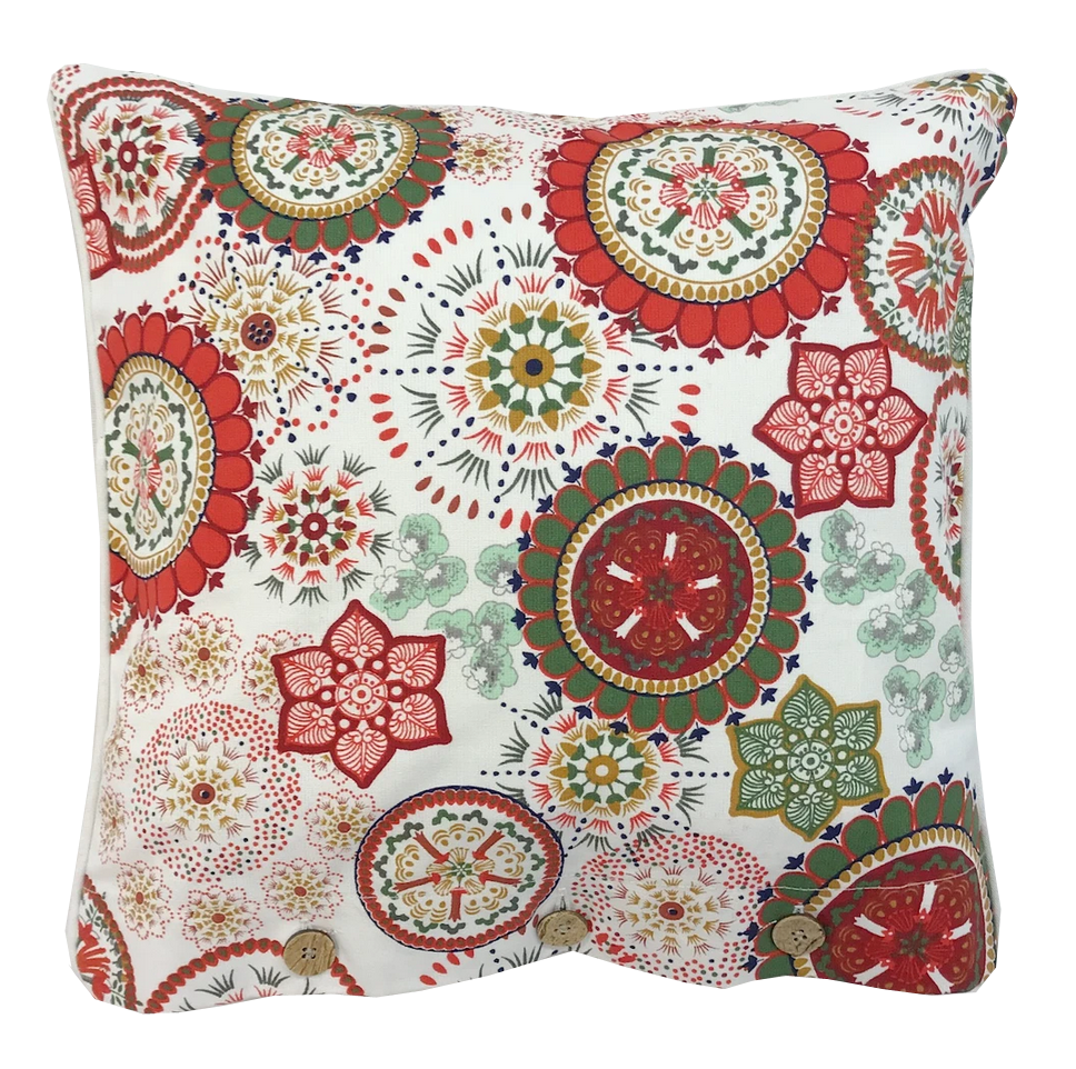Wildflower Red Cotton Cushion Cover