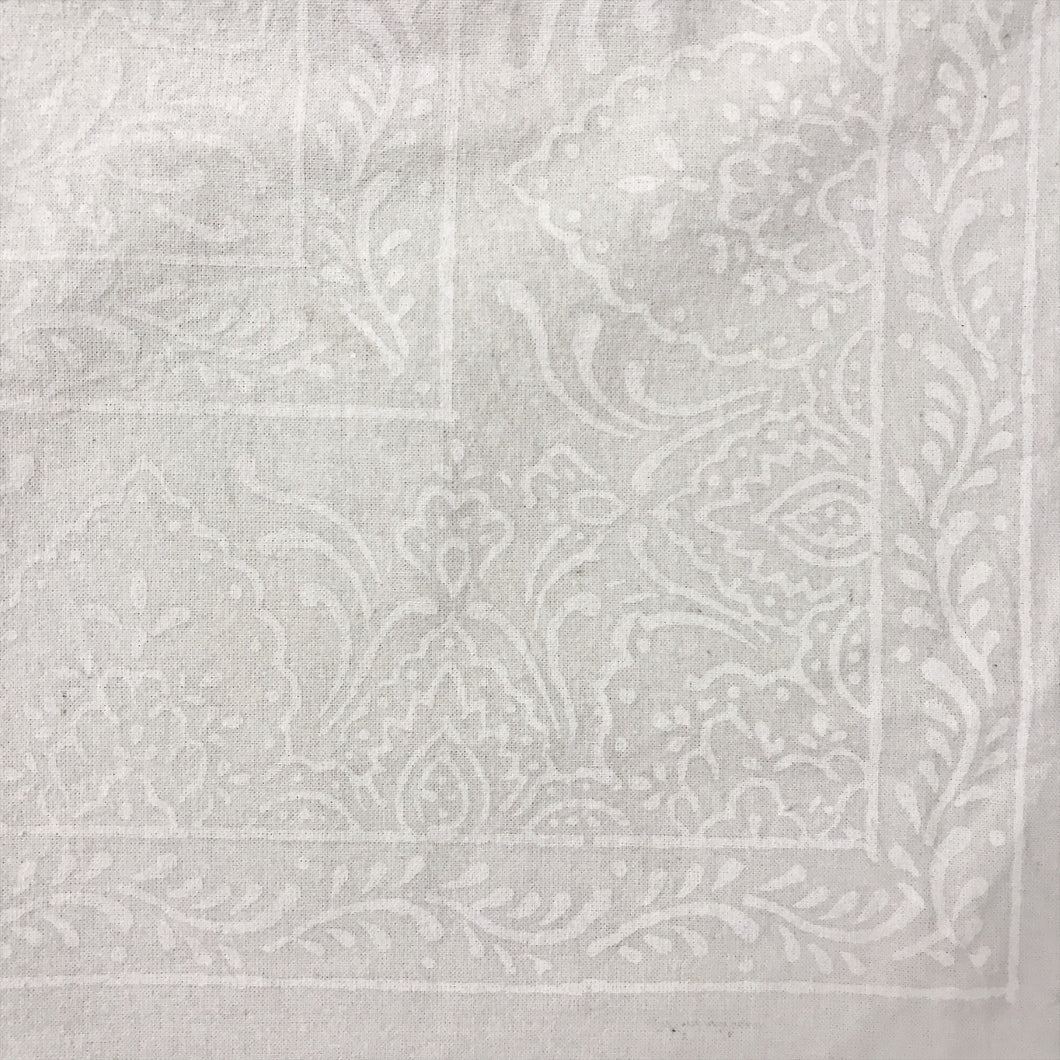White on White Block Print Tablecloth