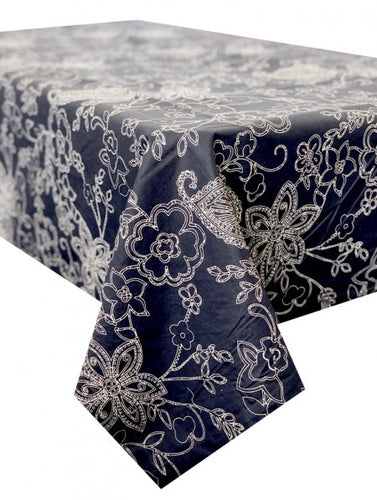 Paisley Navy Stain Proof Tablecloth
